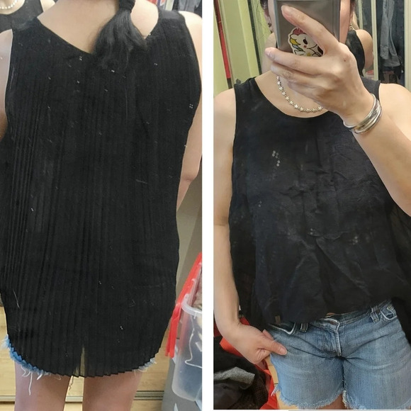 ❤️ 3 for $35 Rudsak accordion pleat shell sleeveless blouse top sheer medium - Picture 1 of 8